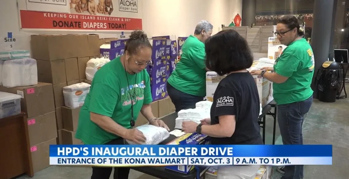 Hawaii Island police announcing a diaper drive at Kona Walmart for families in need