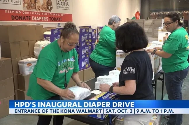 Hawaii Island police announcing a diaper drive at Kona Walmart for families in need
