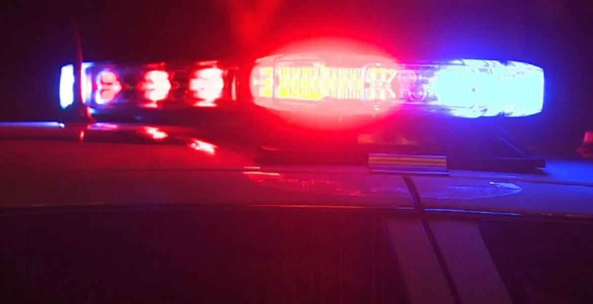 Police lights at a crash scene in Merrill after a multi-county chase