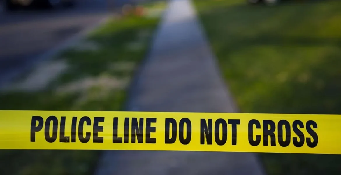 Police lights outside a residential home in Indiana after a reported shooting