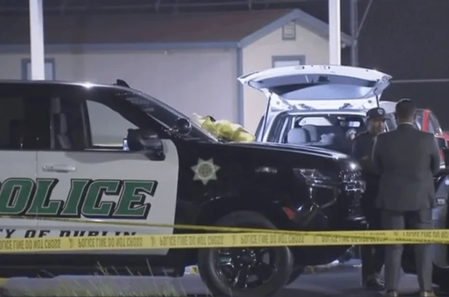 Police tape near a parking lot at Dublin Sports Grounds where Jonathan McKinsey was shot