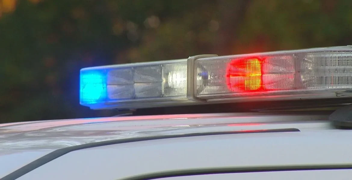 Police vehicle outside a courthouse during a child exploitation case in Cambridge City, Indiana